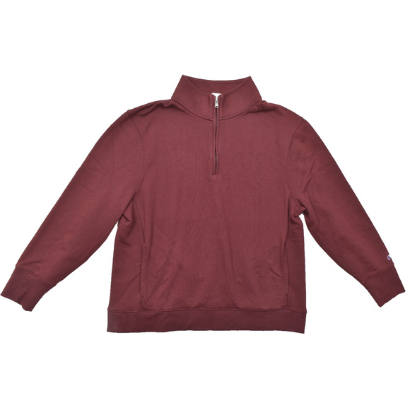 Champion Men's Quarter Zip Pullover Sweatshirt Maroon Red Szize 2XL Cotton Blend - Picture 1 of 8